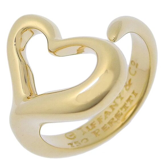 TIFFANY&Co. Open heart Ring Elsa Peretti K18 yellow gold #5.4(US Size) hea - Picture 1 of 8